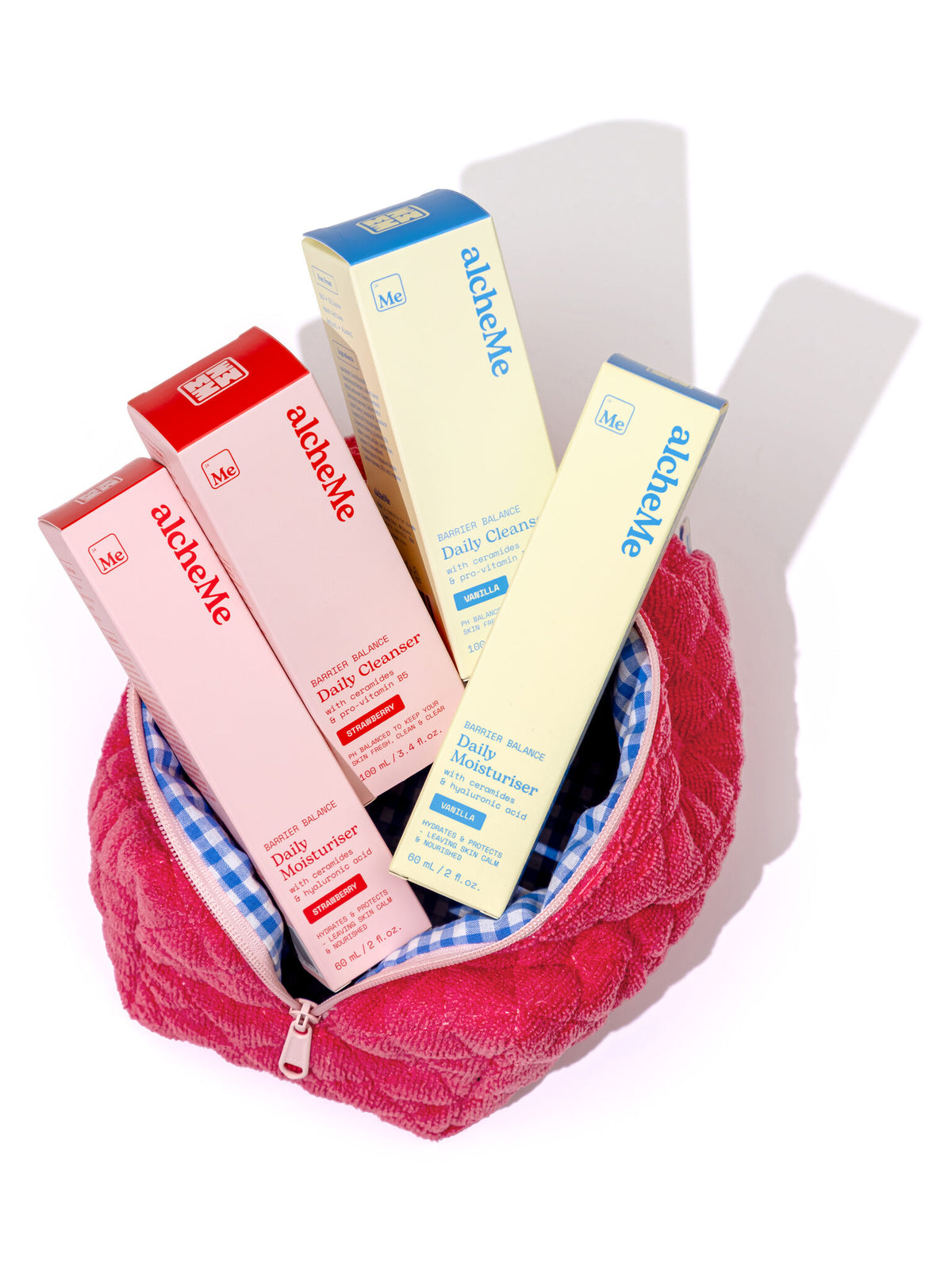 alcheMe Strawberries & Cream Big Bundle packaging — full-size skincare set for teens and tweens